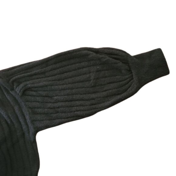 Aerie Wide Rib Crewneck 3/4 Balloon Sweater, Black, Size M - Picture 3 of 9